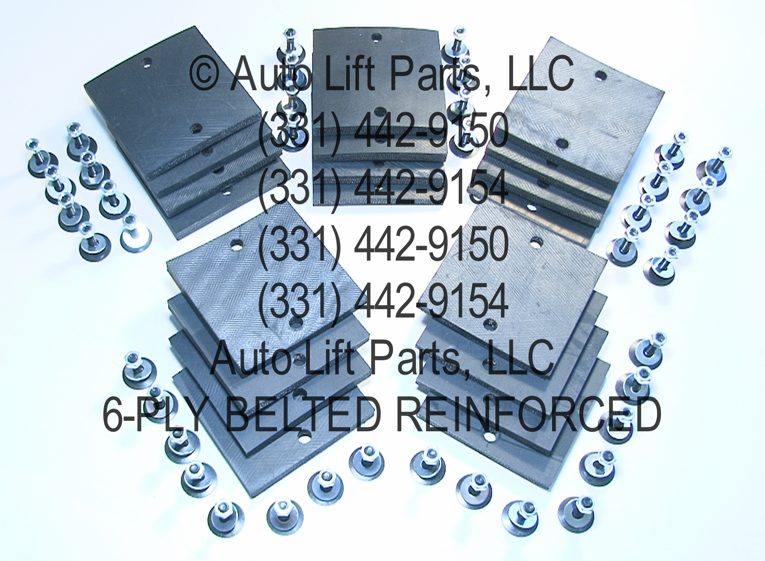 ULTRA 6-PLY Heavy-Duty 4" Square Rubber Arm Pads (5 Sets of 4) for CHALLENGER Lift A1104