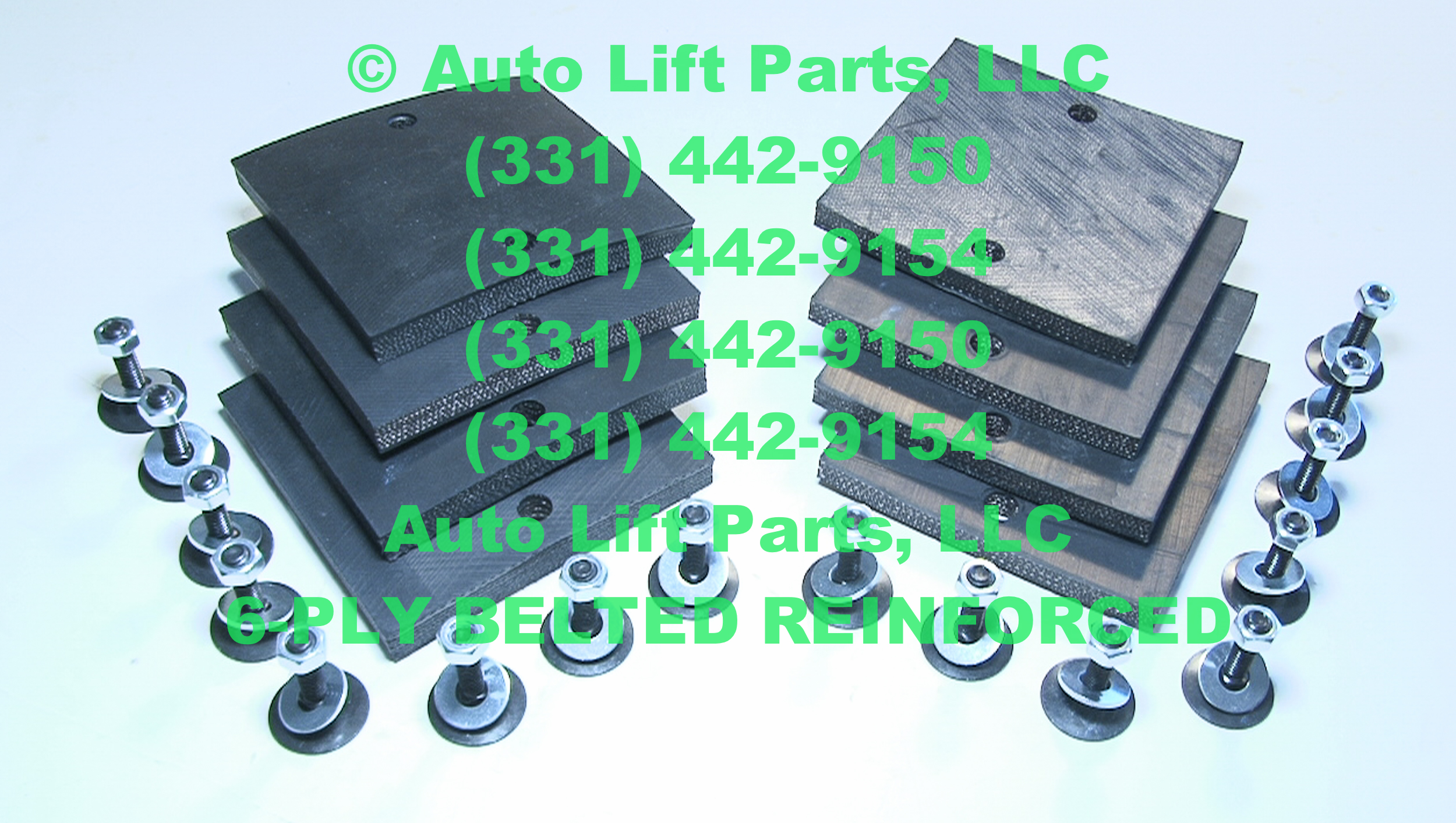 ULTRA 6-PLY Heavy-Duty 4" Square Rubber Arm Pads (2 Sets of 4) for CHALLENGER Lift A1104